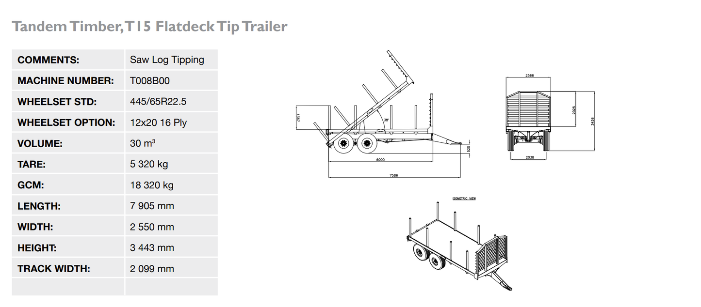 TRAILER,TIMBER,T15,FLATDECK (Flat Deck Tip)