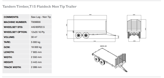 TRAILER,TIMBER (Flat Deck Non Tip)